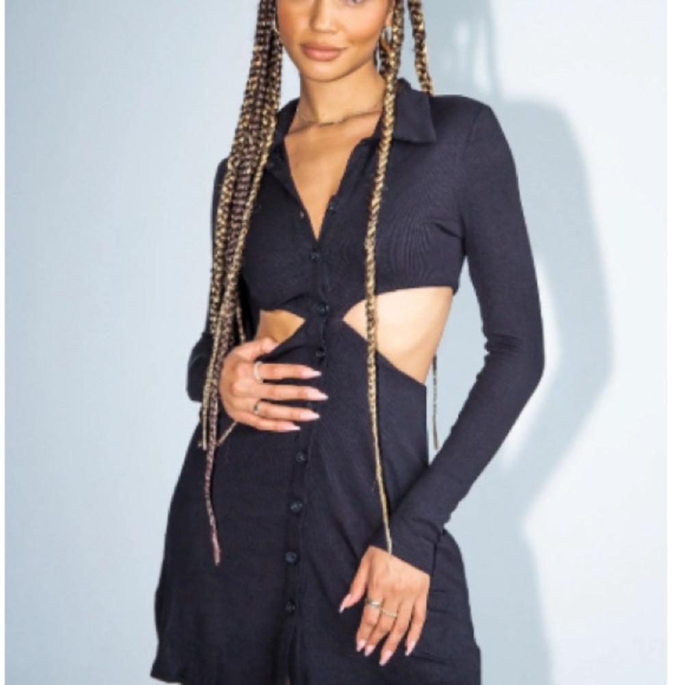 Black Long Sleeve Cutout Dress